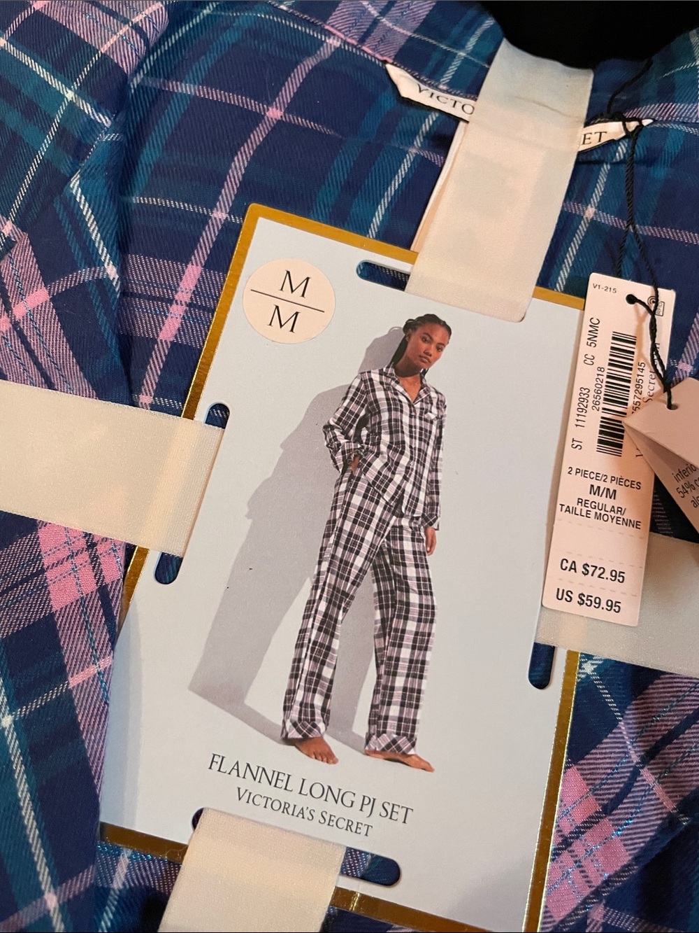 NWT VICTORIA’S SECRET FLANNEL LONG PJ SET Sz M in Gift Box - Picture 3 of 7